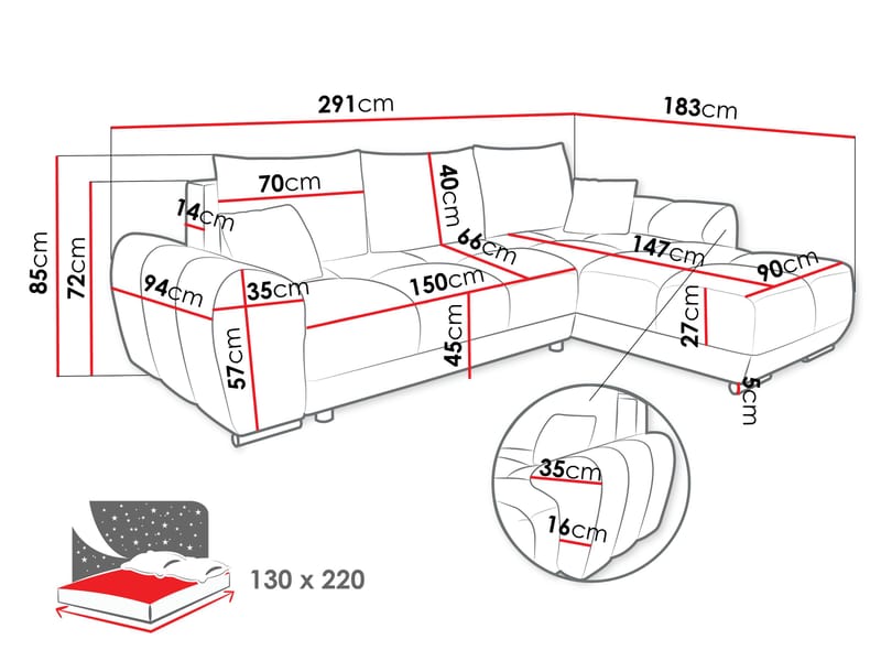 hjørnesofa Hjørnesofa LOGO L Lumo 65 - Møbler - Sofaer - Sovesofaer