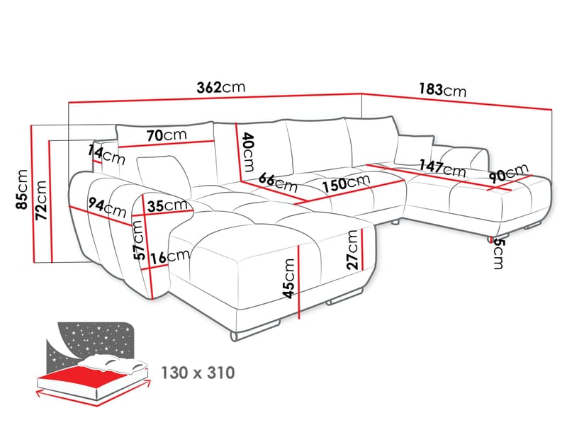 hjørnesofa Hjørnesofa LOGO U Lumo 65 - Møbler - Sofaer - Sovesofaer