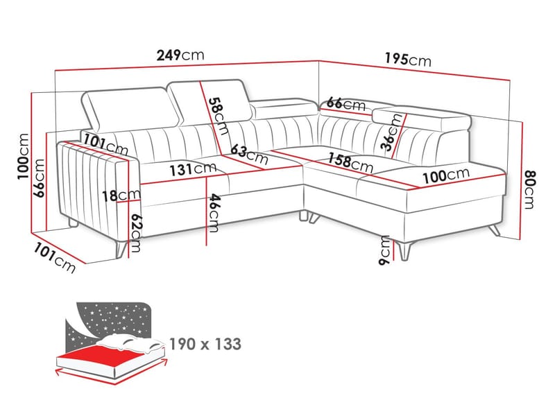 hjørnesofa Hjørnesofa MILANO Flow 09 Høyre - Møbler - Sofaer - Sovesofaer