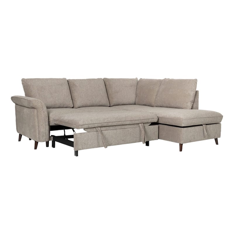 Hjørnesofa HOME4YOU Lindy lysebrun Høyre hjørne - lysebrun - Møbler - Sofaer - Sovesofaer