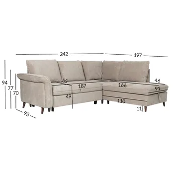 Hjørnesofa HOME4YOU Lindy lysebrun Høyre hjørne - lysebrun - Møbler - Sofaer - Sovesofaer