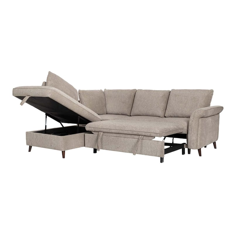Hjørnesofa HOME4YOU Lindy lysebrun Venstre hjørne - lysebrun - Møbler - Sofaer - Sovesofaer