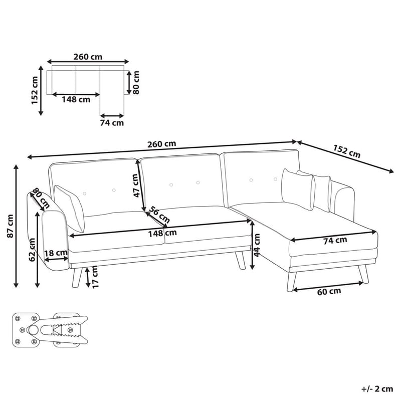 Hjørnesofa Kaarina - Grå, brun - Møbler - Sofaer - Sovesofaer