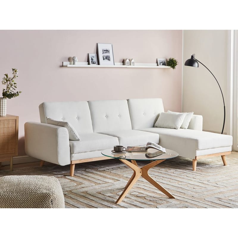 Hjørnesofa Kaarina - Hvit, brun - Møbler - Sofaer - Sovesofaer