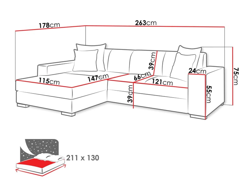 hjørnesofa Mexico Velo 626 Venstrevendt - gul - Møbler - Sofaer - Sovesofaer
