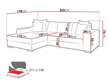hjørnesofa Mexico Velo 635 Høyrevendt - grå - Møbler - Sofaer - Sovesofaer