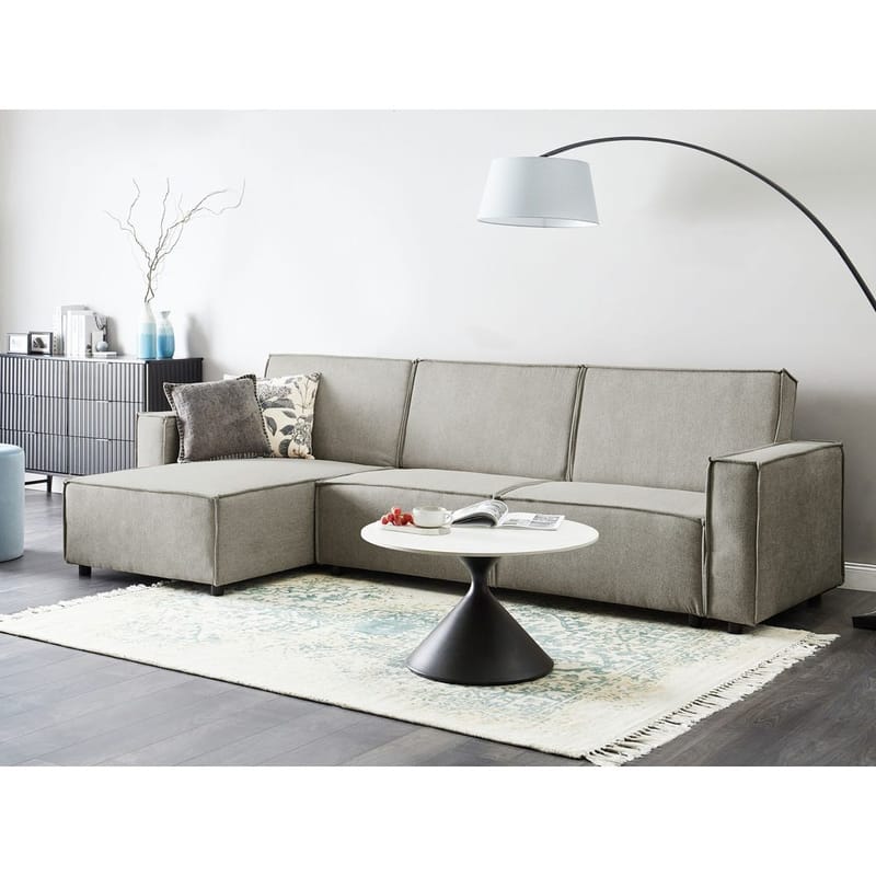 Hjørnesofa Romedal II - Beige, svart/Høyrevendt - Møbler - Sofaer - Sovesofaer