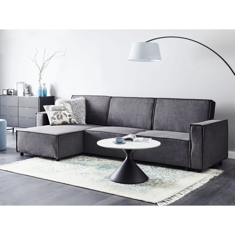 Hjørnesofa Romedal II - Grå, svart/Høyrevendt - Møbler - Sofaer - Sovesofaer