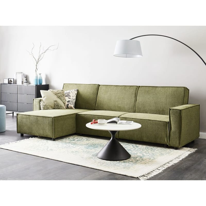 Hjørnesofa Romedal II - Grønn, Svart/Høyrevendt - Møbler - Sofaer - Sovesofaer