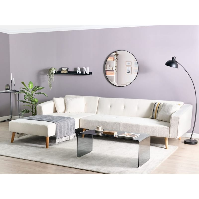 Hjørnesofa Vadso - Hvit, lyst tre/Høyrevendt - Møbler - Sofaer - Sovesofaer