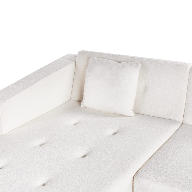 Hjørnesofa Vadso - Hvit, lyst tre/Høyrevendt - Møbler - Sofaer - Sovesofaer