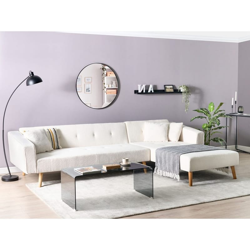 Hjørnesofa Vadso - Hvit, lyst tre/Venstrevendt - Møbler - Sofaer - Sovesofaer