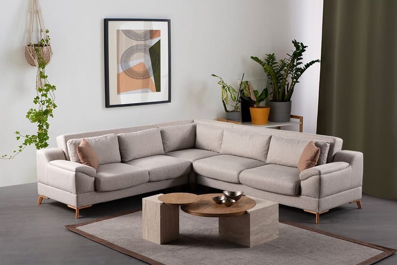 Hjørnesovesofa Atelier Del Sofa Aqua Corner beige (275/300 x 100 x 90 cm) Venstre 2 / Høyre 3 - Møbler - Sofaer - Sovesofaer