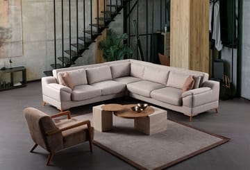 Hjørnesovesofa Atelier Del Sofa Aqua Corner beige (275/300 x 100 x 90 cm) Venstre 2 / Høyre 3 - Møbler - Sofaer - Sovesofaer