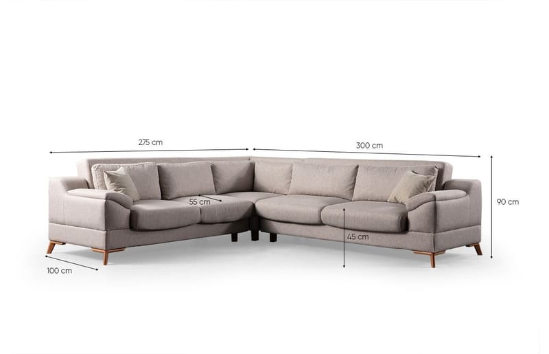 Hjørnesovesofa Atelier Del Sofa Aqua Corner beige (275/300 x 100 x 90 cm) Venstre 2 / Høyre 3 - Møbler - Sofaer - Sovesofaer