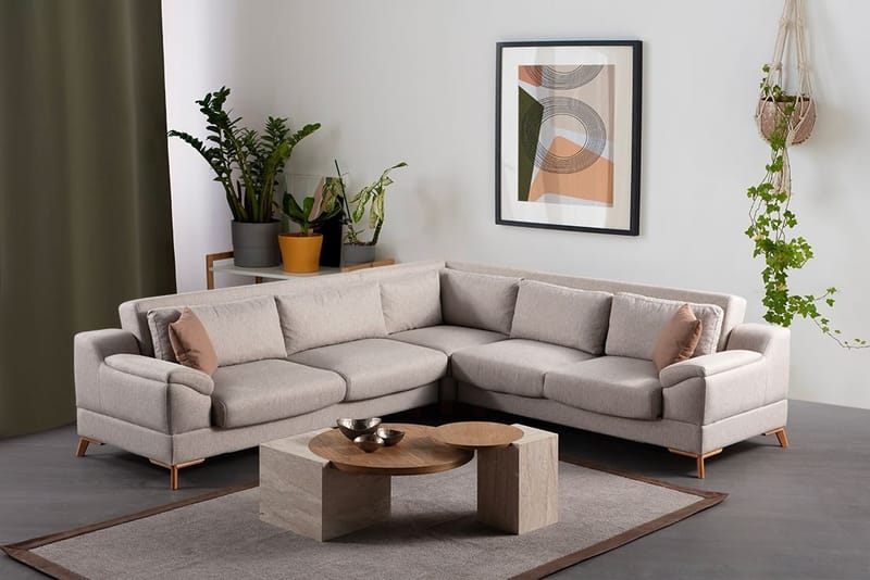 Hjørnesovesofa Atelier Del Sofa Aqua Corner beige (275/300 x 100 x 90 cm) Venstre 3 / Høyre 2 - Møbler - Sofaer - Sovesofaer