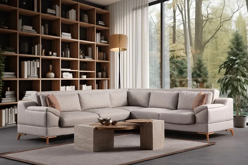 Hjørnesovesofa Atelier Del Sofa Aqua Corner beige (275/300 x 100 x 90 cm) Venstre 3 / Høyre 2 - Møbler - Sofaer - Sovesofaer