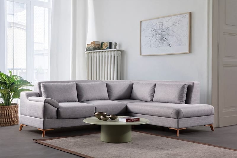 Hjørnesovesofa Atelier Del Sofa Aqua Grey (225/275 x 100 x 90 cm) Høyre - Møbler - Sofaer - Sovesofaer