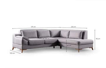 Hjørnesovesofa Atelier Del Sofa Aqua Grey (225/275 x 100 x 90 cm) Høyre - Møbler - Sofaer - Sovesofaer