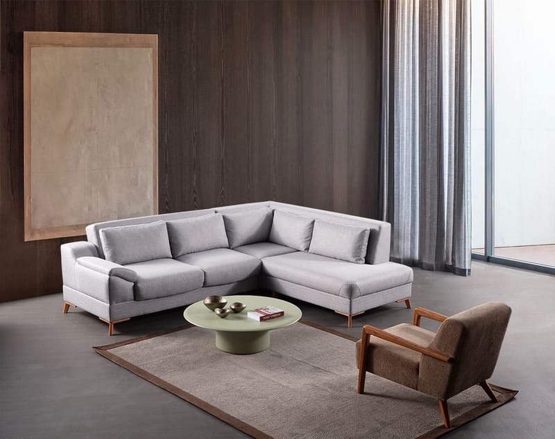 Hjørnesovesofa Atelier Del Sofa Aqua Grey (225/275 x 100 x 90 cm) Høyre - Møbler - Sofaer - Sovesofaer