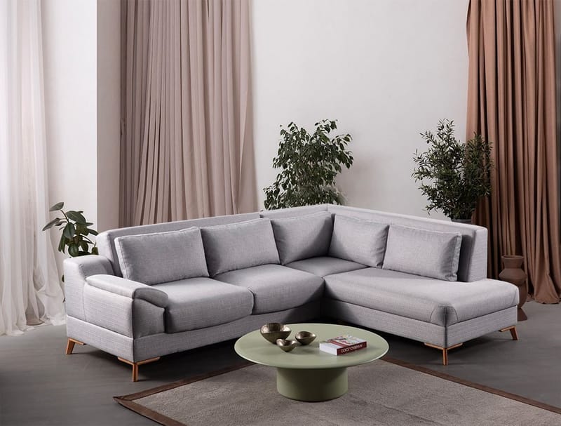 Hjørnesovesofa Atelier Del Sofa Aqua Grey (225/275 x 100 x 90 cm) Høyre - Møbler - Sofaer - Sovesofaer