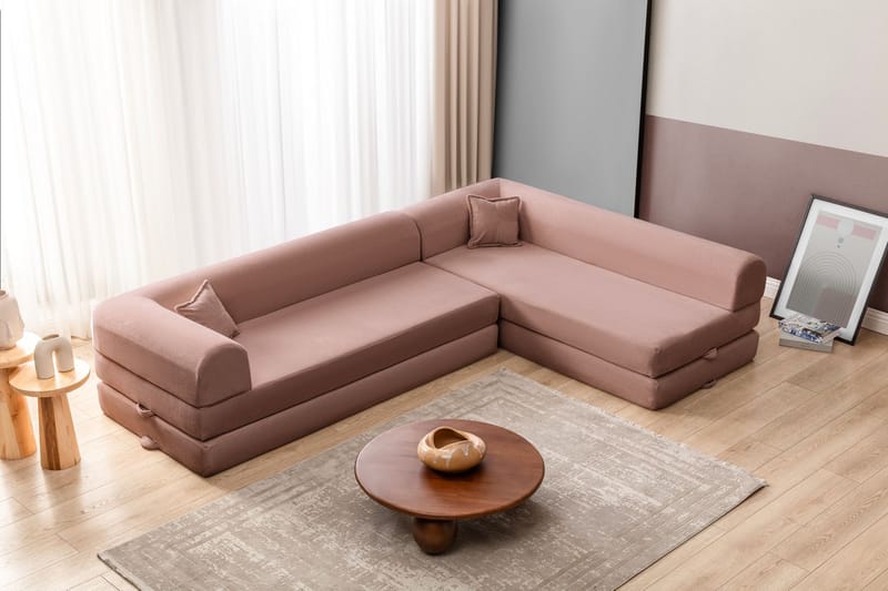 Hjørnesovesofa Atelier Del Sofa Legom Eco (280 x 90 x 25 cm) Rosa - Møbler - Sofaer - Sovesofaer