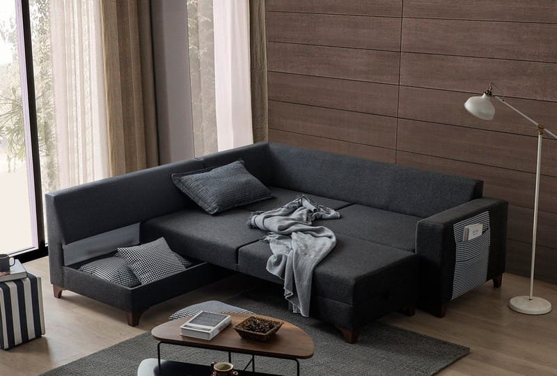 Hjørnesovesofa Atelier Del Sofa Loft Venstre (230 x 90 x 150 cm) Antrasitt - Antrasitt - Møbler - Sofaer - Sovesofaer