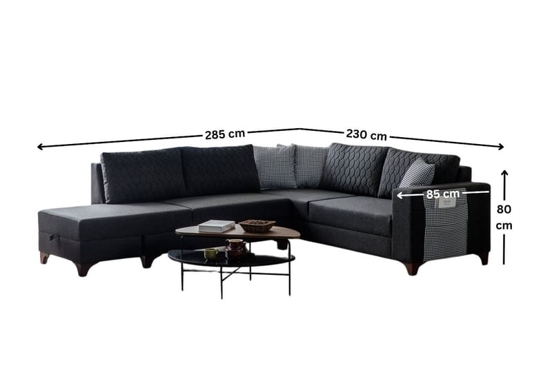 Hjørnesovesofa Atelier Del Sofa Loft Venstre (230 x 90 x 150 cm) Antrasitt - Antrasitt - Møbler - Sofaer - Sovesofaer