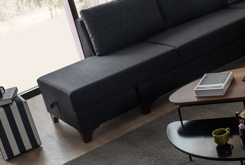 Hjørnesovesofa Atelier Del Sofa Loft Venstre (230 x 90 x 150 cm) Antrasitt - Antrasitt - Møbler - Sofaer - Sovesofaer