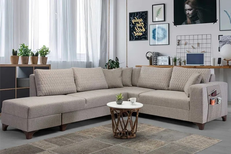 Hjørnesovesofa Atelier Del Sofa Loft Venstre (230 x 90 x 150 cm) Krem - Krem - Møbler - Sofaer - Sovesofaer
