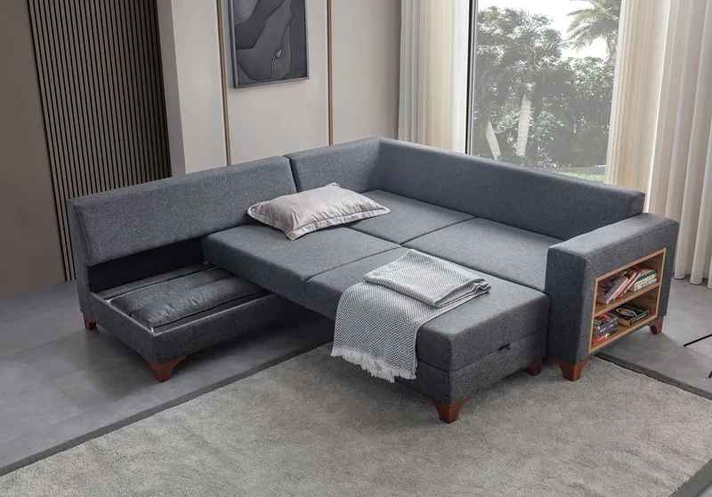 Hjørnesovesofa Atelier Del Sofa T-Loft Høyre (230 x 90 x 150 cm) Antrasitt - Antrasitt - Møbler - Sofaer - Sovesofaer