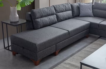 Hjørnesovesofa Atelier Del Sofa T-Loft Høyre (230 x 90 x 150 cm) Antrasitt - Antrasitt - Møbler - Sofaer - Sovesofaer
