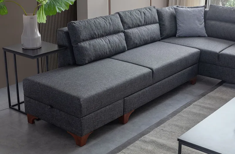Hjørnesovesofa Atelier Del Sofa T-Loft Høyre (230 x 90 x 150 cm) Antrasitt - Antrasitt - Møbler - Sofaer - Sovesofaer