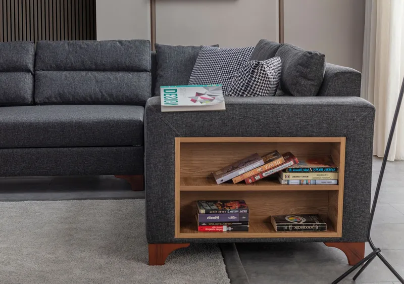Hjørnesovesofa Atelier Del Sofa T-Loft Høyre (230 x 90 x 150 cm) Antrasitt - Antrasitt - Møbler - Sofaer - Sovesofaer