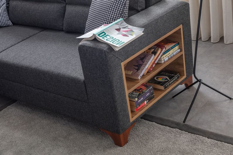 Hjørnesovesofa Atelier Del Sofa T-Loft Høyre (230 x 90 x 150 cm) Antrasitt - Antrasitt - Møbler - Sofaer - Sovesofaer