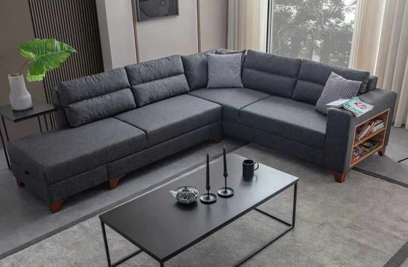 Hjørnesovesofa Atelier Del Sofa T-Loft Høyre (230 x 90 x 150 cm) Antrasitt - Antrasitt - Møbler - Sofaer - Sovesofaer