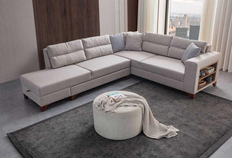 Hjørnesovesofa Atelier Del Sofa T-Loft Høyre (230 x 90 x 150 cm) Krem - Krem - Møbler - Sofaer - Sovesofaer