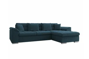 Camior 3-seter Høyre L-formet Hjørnesovesofa med Sjeselong og Oppbevaring i Stoff - Blå - Møbler - Sofaer - Sovesofaer - Sovesofa divan