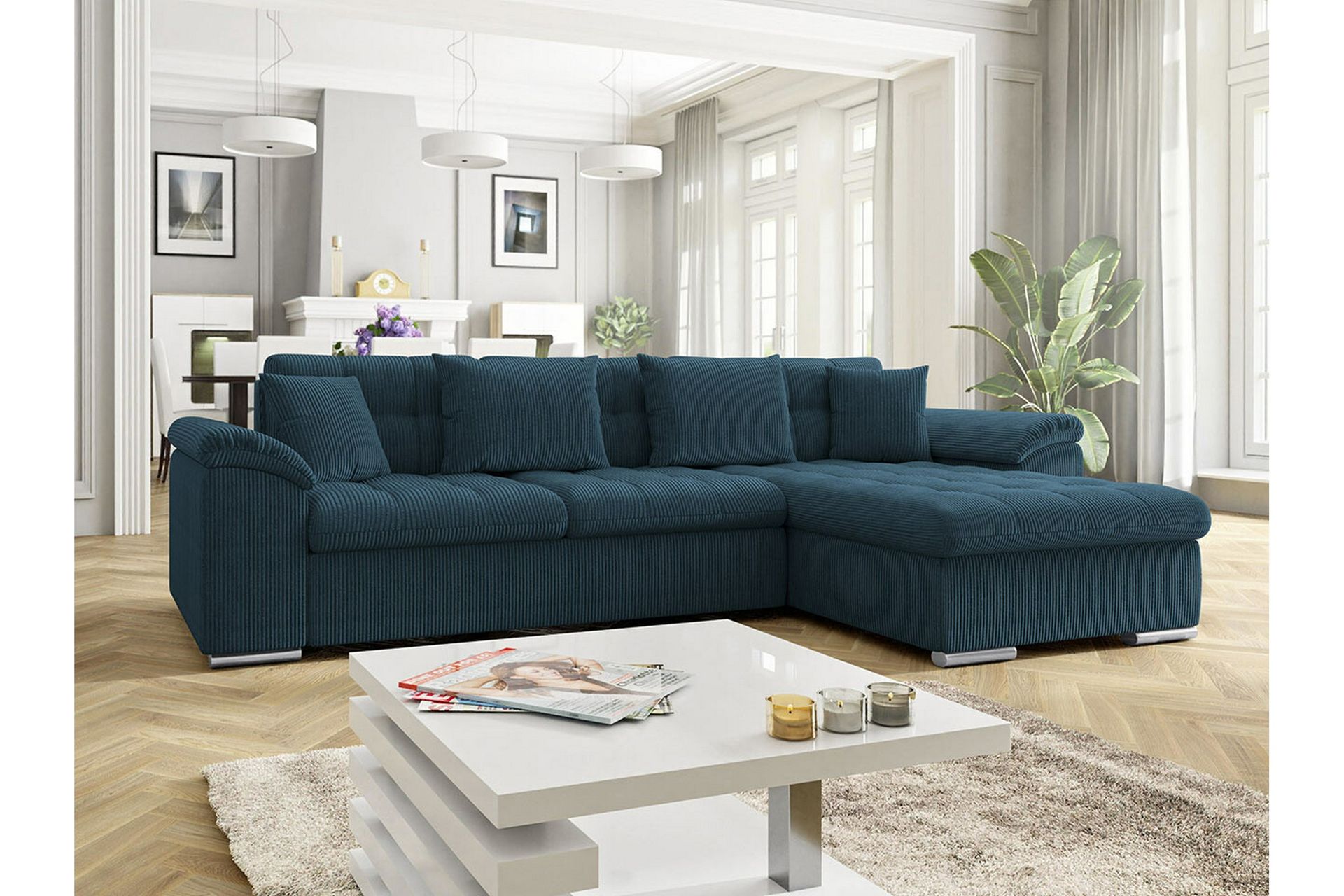 Camior 3-seters Hjørnesovesofa - Mørkeblå - Møbler - Sofaer - Sovesofaer