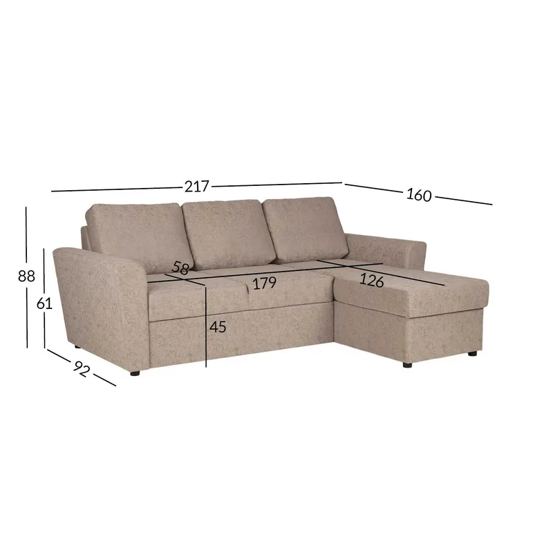 Hjørnesovesofa Fenor - Beige - Møbler - Sofaer - Sovesofaer
