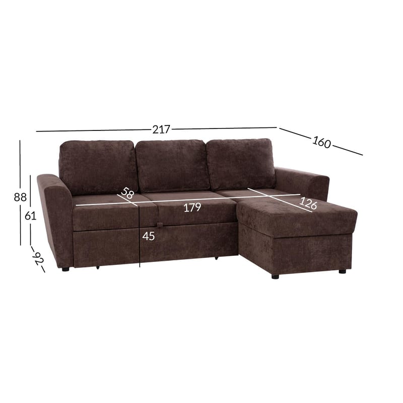 Hjørnesovesofa Fenor - Brun - Møbler - Sofaer - Sovesofaer
