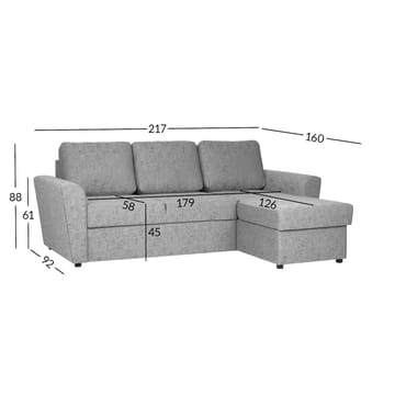 Hjørnesovesofa Fenor - Grå - Møbler - Sofaer - Sovesofaer