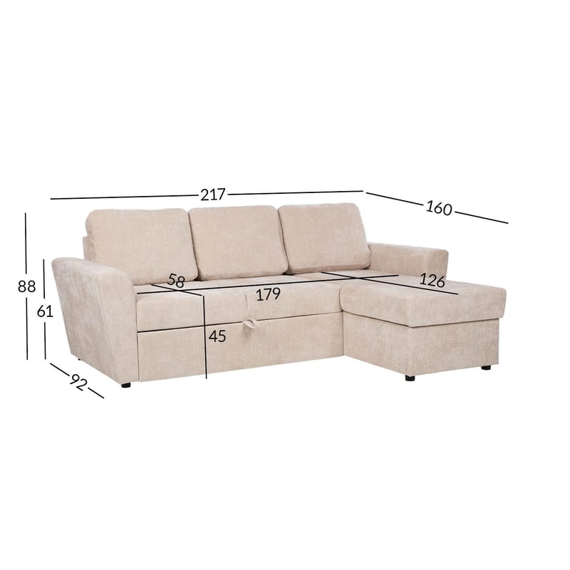 Hjørnesovesofa Fenor - Lys beige - Møbler - Sofaer - Sovesofaer