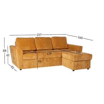 Hjørnesovesofa Fenor - Lys gul - Møbler - Sofaer - Sovesofaer