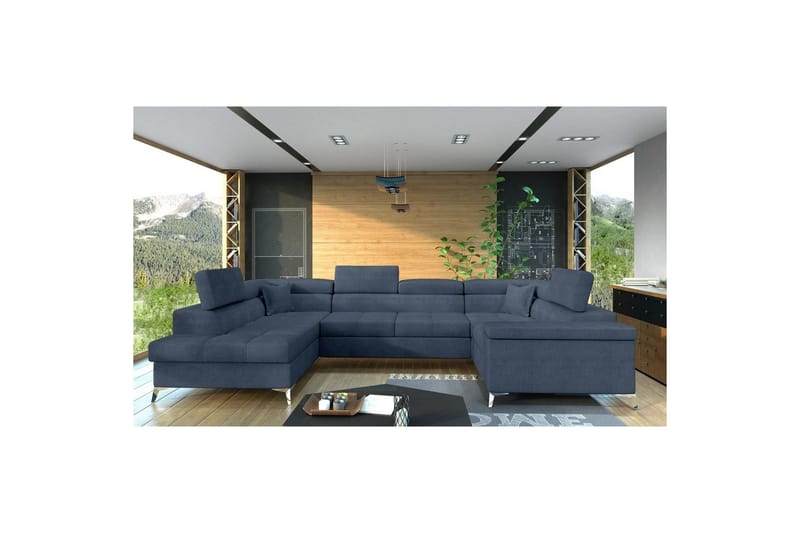 Hjørnesofa Eltap Thiago 342x208x88 cm, Omega 86, Blå, Venstre