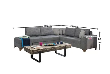 Hjørnesovesofa Atelier Del Sofa Loft Venstre (230 x 90 x 150 cm) Grå - Grå - Møbler - Sofaer - Sovesofaer - Hjørnesovesofa