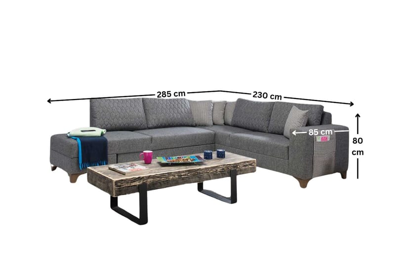 Hjørnesovesofa Atelier Del Sofa Loft Venstre (230 x 90 x 150 cm) Grå - Grå - Møbler - Sofaer - Sovesofaer - Hjørnesovesofa