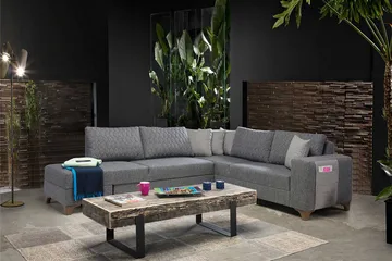 Hjørnesovesofa Atelier Del Sofa Loft Venstre (230 x 90 x 150 cm) Grå - Grå - Møbler - Sofaer - Sovesofaer - Hjørnesovesofa