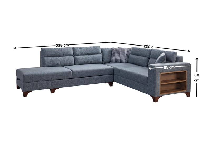 Hjørnesovesofa Atelier Del Sofa T-Loft Høyre (230 x 90 x 150 cm) Grå - Grå - Møbler - Sofaer - Sovesofaer - Hjørnesovesofa