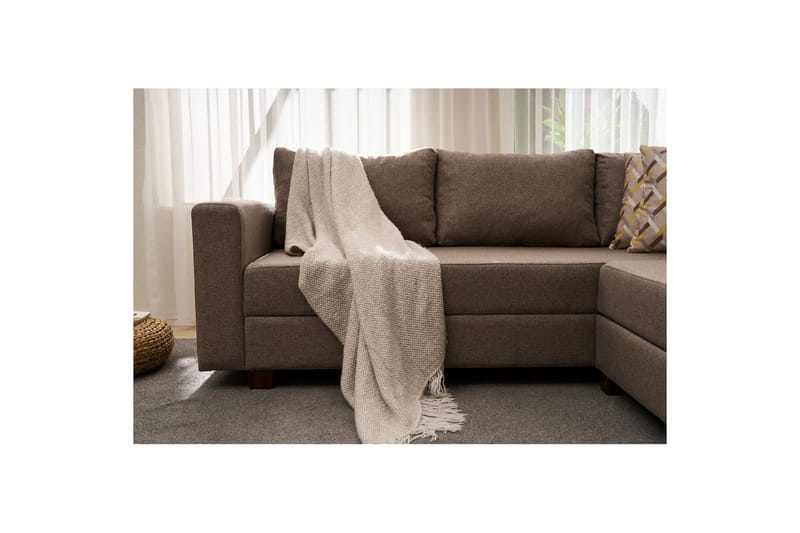 Hjørnesovesofa Iroulport Arzilla Høyre Brun - Brun - Møbler - Sofaer - Sovesofaer